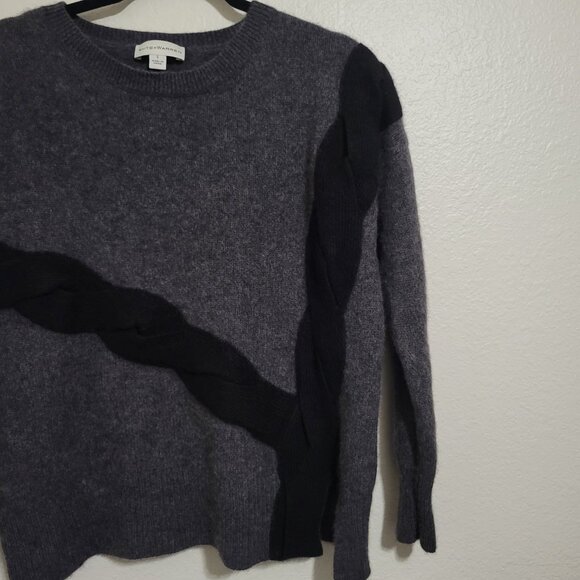White + Warren Grey Braid Knit Cashmere Sweater Small - Picture 4 of 8